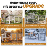 Large Mobile Chicken Coop for 4–6 Chickens with Wheels, 95” Wooden Chicken House with Nesting Box, Weatherproof Asphalt Roof, Predator-Proof, Backyard Expandable Hen House