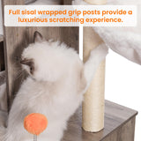 Heybly Cat Tree with Litter Box Enclosure for Indoor Big Cat, Cat Tower for Large Cats 20lbs Heavy Duty, Modern Cat Condo Furniture with Scratching Posts, Rustic Gray HCT110SG