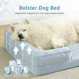 COZY KISS Cooling Dog Bed for Extra Large Dogs 44x32 inch, Q-Max >0.4 Summer Cool Orthopedic Foam Pet Sofa Bed with Sides, XL Size Bolster Anti-Slip Couch with Washable Removable Cover, Blue