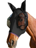 HackFond Horse Fly Mask with Ears, UV Protection, Breathable Mesh, Snug Fit Wear Under Halter, Fly Mask for Horses Black Cob