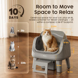 PetPivot Open Top Self Cleaning Cat Litter Box, Automatic Litter Box with 7 Pairs of Safety Sensors, Anti-Pinch Protection and Easy Access Step for Senior Cats, Dark Grey