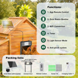 Automatic Chicken Coop Door, Smart TUYA APP Controlled, WiFi Enabled, Door Status Detection, Solar Powered, Anti Pinch, Auto Chicken Door with Timer & Light Sensor, LCD Display, 5 Modes