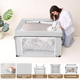 EHEYCIGA 42x42x26 Dog Playpen with Top Cover for Dogs & Cats, Sliver Grey