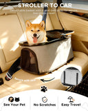GTPLAYER Pet Stroller for Small Dogs & Cats, 3-in-1 Foldable Pet Stroller with Detachable Carrier, 360° Swivel Front Wheels & Rear Brakes, Up to 45 lbs, Grey