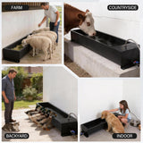 Domivans Animal Drinking Water Bowl - Stainless Steel Livestock Water Trough with Drain Hole, Automatic Waterer Filling Feeder for Cattle Pigs Sheep Horses Dogs, 47.2"*12.4"*5.3", 12 Gallons