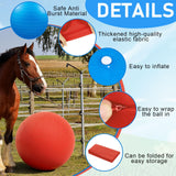 Suilung 2 Set Giant 40" Herding Ball with Cover Anti Burst, Waterproof Durable Large Horse Toy, Please Watch VCR for Inflating Horse Toys for Equine Pasture Stall Outdoor, Pump Included (Blue, Red)