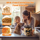 HOYTAMDAR 2 Pack Airtight Dog Food Storage Container,Dog Treat Container Dog Treat Jar with Wood Lids 6x5'',Pet Food Storage Container,Cat Food Container with Scoops,Food Tong,Labels,Pen
