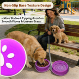 Collapsible Dog Bowls, 2-in-1 Silicone Pet Food and Water Bowl with Carabiner, Portable Double Compartment Dish for Travel, Camping, Hiking Puppy Essentials (Purple)