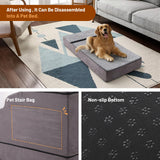 BUMUBI Large Dog Stairs – Extra Large Dog Steps for Bed, Couch & Car, 6-Step Pet Steps for Puppies & Senior Dogs, Pet Stairs with Washable Cover, Side Pockets, Non-Slip Bottom, 43.3" L x 19.7" W Grey