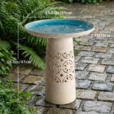 Dneuoir Ceramic Bird Bath for Outside, 18.5 Inch Tall Outdoor Birdbath, Lightweight Aesthetic Hollow Bird Baths with Detachable Large Bowl for Outdoors, Garden, Floor, Balcony, and Lawn