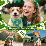 Cresue 100 Pcs St. Patrick's Day Dog Bandanas Bulk Shamrock Pet Scarves Lucky Adjustable Bibs for X-M-L Dogs Washable Holiday Puppy Kerchief for Groomers Shelters