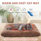 SCENEREAL Self Warming Cat Bed, Heated Cat Bed Mat for Cats Small Dogs, 2 in 1 Soft Plush, Washable Pet Pad for Indoor Outdoor Kitten Puppy, Brown 24" x 20"