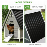 PawHut Chicken Coop for 2 Hens, Outdoor Wooden Chicken House with Removable Nesting Box & Roosting Bar, Tray, Ramp, Poultry Cage Rabbit Hutch, 31" x 29" x 43", Grey
