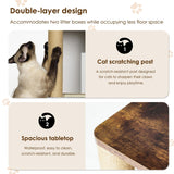Garvee Cat Litter Box Enclosure for 2 Cats, Double Hidden Litter Box Furniture Cabinet with 2 Scratch Mat and Scratch Post, Modern Farmhouse Wooden Enclosed Cat Washroom, End Side Table