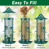 Jarkyfine Metal Mesh Tube Bird Feeder for Outdoors Hanging - Squirrel Chew Proof Bird Feeders for Outside, Rust-Proof, 2LB Large Capacity, Easy to Refill, for Finch Cardinal, Gifts for Bird Lovers