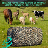 MIYABALA Square Bale Hay Nets for Horses, Premium PE Slow Feed Net with 1.6" Hole, Suitable for 36x18x18 to 45x25x17 Inches Hay Bales, Drawstring Closure for Easy Loading