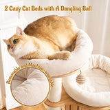 Kicari Modern Solid Wood Cat Tree for Indoor Cats Large Adult, 50in Tall Cat Tower with Sisal Scratching Posts, Cat Scratcher Cardboard, Cozy Cat Beds Cave Condo, Multi-Level Cat Furniture