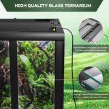 67 Gallon Reptile Glass Terrarium, 48 in x 18 in x 18 in Reptile Tank with Top & Side Screen Ventilation, Reptile Terrarium with Sliding Door & Anti Escape