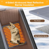 PETIMBER 2-Story Insulated Outdoor Cat House with Heated Pad, Insulated Liner, Escape Door, Winter Weatherproof Outdoor Heated Feral Cat Shelter, Wooden Cat House for Multiple Cats, Grey