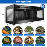120 Gallon PVC Reptile Terrarium - Extra Large Reptile Tank with Intelligent Thermostat, Front Opening Bearded Dragon Tank Enclosure 47"x24"x24" with Carpet Mat and Sliding Door Handle for Snake Gecko
