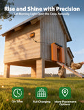 Solar-Powered Automatic Chicken Coop Door, Dual Motor Coop Door with Light Sensor, Timer & Manual Mode, Chicken Opener with Anti-Pinch System, Detachable Controller, Dual Power Options, Weatherproof