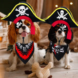 Velmitten 6 Pieces Dog Pirate Halloween Costumes Include Skull Print Hat Pirate Skull Bandana and Eye Patch Set Halloween Cosplay Party for Pet Hat Dress up Costume Accessories