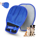 VINGER Pet Hair Removal Glove for Cats & Dogs, Electrostatic Pet Hair Gloves with Adjustable Wristband, Five-Finger Magic Brush Remover Tool for Laundry, Carpet, Couch, Car Seats & Clothing (Blue)