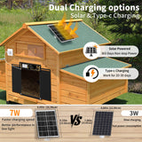 Large Automatic Chicken Coop Door Solar Powered, Charge with 7W Solar Panel Auto Chicken Door, Aluminum Electric Poultry Door with Time & Light Sensor, Remote Control