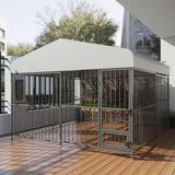 Dog Kennel Outdoor 10x10x6 FT Heavy-Duty Metal Outside Dog Playpen with Waterproof Cover for Large & Medium Dogs, Secure Lock & Easy Assembly