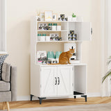 GOCAPTAIN Hidden Cat Box Enclosure with Shelf Storage, Sturdy Wood Cat Washroom Furniture, White