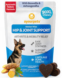 Ayourpets Hip and Joint Supplement for Dogs with Stiff Joints, Arthritis & Mobility – Natural Boswellia, Ashwagandha & Turmeric Ayurvedic Herbal Support – Pork Flavor – 90 Count
