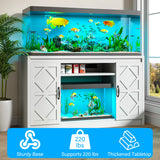 kepptory 55-75 Gallon Fish Tank Stand with Diamond Doors & Power Outlet, Heavy Duty Aquarium Stand with Cabinet Storage for Fish Tank, Turtle Tank, Reptile Terrarium (White)