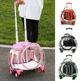 gihusrzx Pet Trolley Case with Upgraded Detachable Silent Wheels, Clear Ventilation Holes Cat Dog Carrier, Cat Dog Carrier with Telescopic Handle, Perfect for Traveling/Taking a Walk Pink