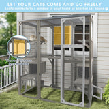 Ketive Catio Outdoor Cat Enclosure Large Window Cat House Walk in Kitty Cage with Multi-Level Platforms, Waterproof Roof for Mulitiple Cats (59" L x 29.5" W x 67.7" H)