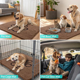 Smiry Dog Door Mat for Muddy Paws, Absorbent Dirt Trapper Non Slip Quick Dry Washable Chenille Mat for Mud Dogs, Entry Rug for Indoor and Outdoor (47x24 Inches, Camel and Black)