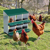 Garvee Chicken Nesting Boxes, 6 Hole Metal Chicken Laying Box with Removable Trays for Chicken Coop, Green