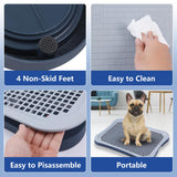 Pee Pad Holder, Indoor Potty Tray for Puppy and Small Size Dog with Pee Wall, Non-Skid Feet, 20 * 15.4 * 1.4 inch (Large)