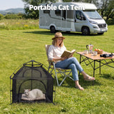 Catio Outdoor Cat Enclosure Pop up Cat Tower Tent Cat Playpen w/Breathable Mesh Portable Catio Kitten Pet Animal Play Pen Indoor Enclosed Kitty Patio Balcony Camping(Square)