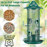 Jarkyfine Metal Mesh Tube Bird Feeder for Outdoors Hanging - Squirrel Chew Proof Bird Feeders for Outside, Rust-Proof, 2LB Large Capacity, Easy to Refill, for Finch Cardinal, Gifts for Bird Lovers