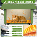 PETIMBER Heated Cat House for Outside - Insulated Outdoor Cat House Weatherproof, Clawsable Feral Cat Shelter with Heated Pad, Escape Doors, Transparent Window, Side Pockets, for Multiple Cats,Large