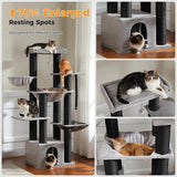 UYMI XXL Cat Tree, 67" Heavy Duty Cat Tower for Indoor Cats Large Adult with 13 Thick Scratching Posts (φ4.3), Large Perch, Spacious Condo, Hammock - for Maine Coon up to 20 lbs, Black