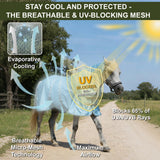 Gallopoff Summer Horse Fly Sheet with Detachable Neck & Belly Wrap, Breathable Fine Mesh Sweet Itch Protection for Stable & Pasture Turnout, Biting Defense & All-Day Comfort Shield Cyanblue 75"