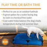 K&H Pet Products Portable Dog Pool & Pet Bath for Dogs and Puppies, Swimming Pool for Large Pets, Heavy Duty Liner with Metal Frame, Easy Drain Plug, Foldable - Extra-Large 50 X 32 X 9in Chill Blue