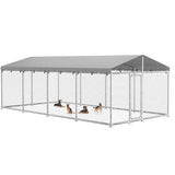 20x10 FT Extra Large & Heavy Duty Dog Kennel Run - Outdoor Metal Enclosure with Lockable Door and Waterproof Cover for Big Dogs
