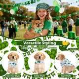 Cresue 100 Pcs St. Patrick's Day Dog Bandanas Bulk Shamrock Pet Scarves Lucky Adjustable Bibs for X-M-L Dogs Washable Holiday Puppy Kerchief for Groomers Shelters
