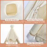 Large Cat & Small Dog Teepee Tent House (Int 26x26x26in/Ext 30x30x33in) for Ragdoll Cat, Mini Schnauzer, Welsh Corgi, Small French Bulldog, Cotton Canvas & Stable Frame