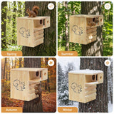 INRLKIT Extra Large Squirrel Boxes for Outside with Exterior Porch, Large Squirrel House for Outside, Wooden Squirrel Nesting Box for Chipmunks and Small Animals, Easy Assemble