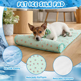 DoubleFill 4 Pack Cooling Pet Mats 15.7" x 23.6" Cooling Dog Beds with Supportive Pillow Self Ice Washable Cool Pads Summer Cat Sleeping Pad with Storage Bag for Summer Crate Floor (Small, Green)