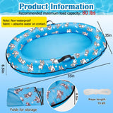 Inflatable Dog Pool Float with Rope, Portable Puppy Raft for Pool or Lake, Floating Pet Float for Small Medium Large Dogs, Up to 80 lb