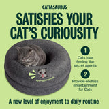 Peekaboo Cat Cave Donut for Multiple & Large Cats up to 30-45 lbs, 3-in-1 Self Warming Cat Bed, Tunnel & Scratcher for Indoor Cats, Washable & Detachable Small Dog Bed (Dark Gray, Large)